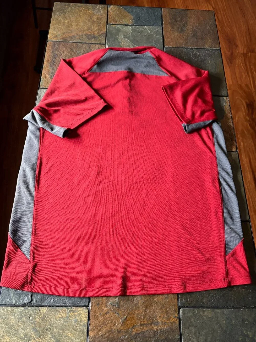 The North Face VaporWick colorblock athletic polo shirt brick red men's XL